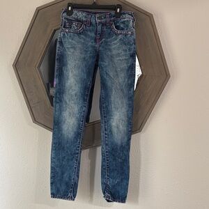 Trendy True Religion Kids Jeans purple stitching